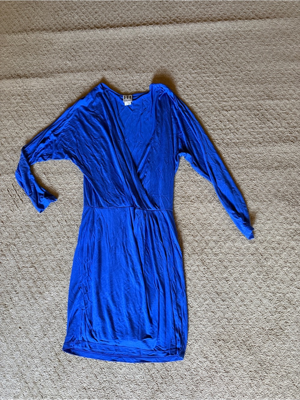 Haute Hippie Royal Blue Long Sleeve Wrap Dress